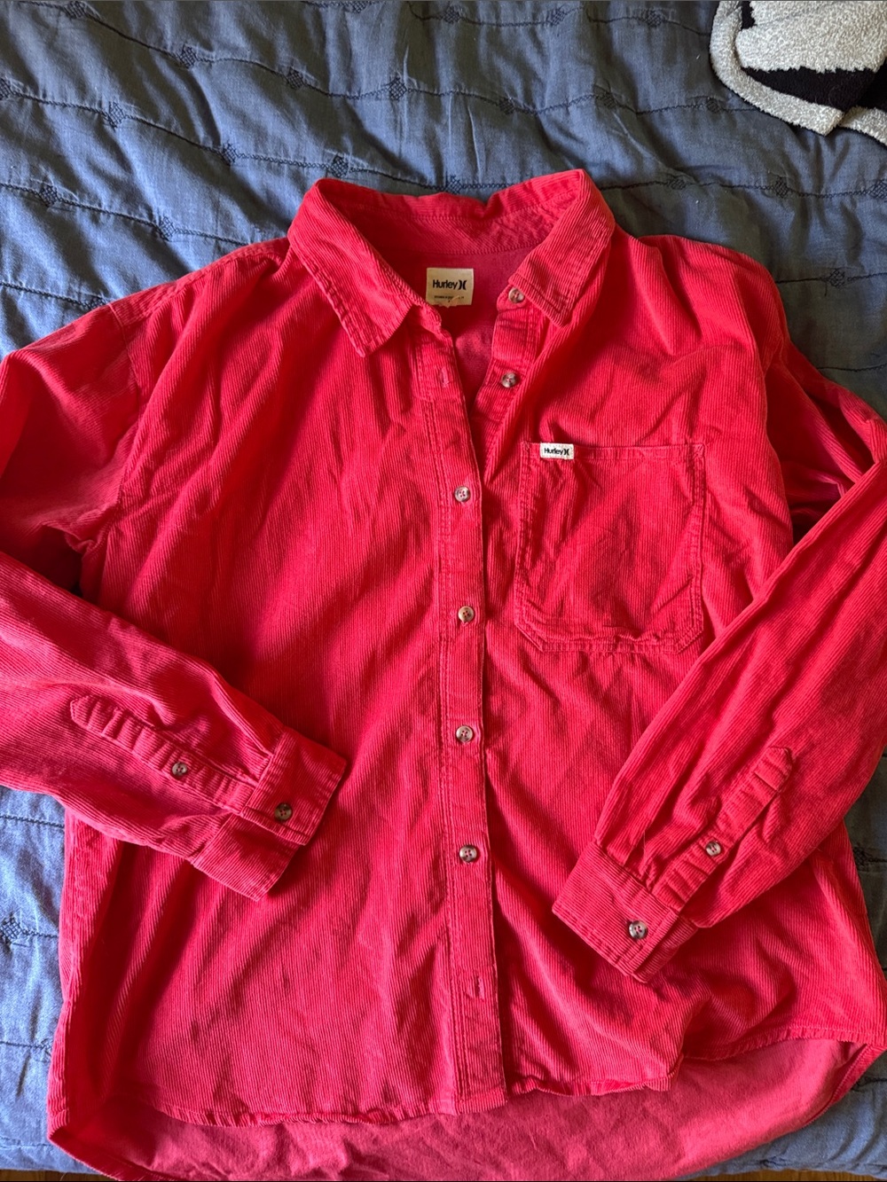 Hurley corduroy Red Button-Up Long Sleeve Shirt